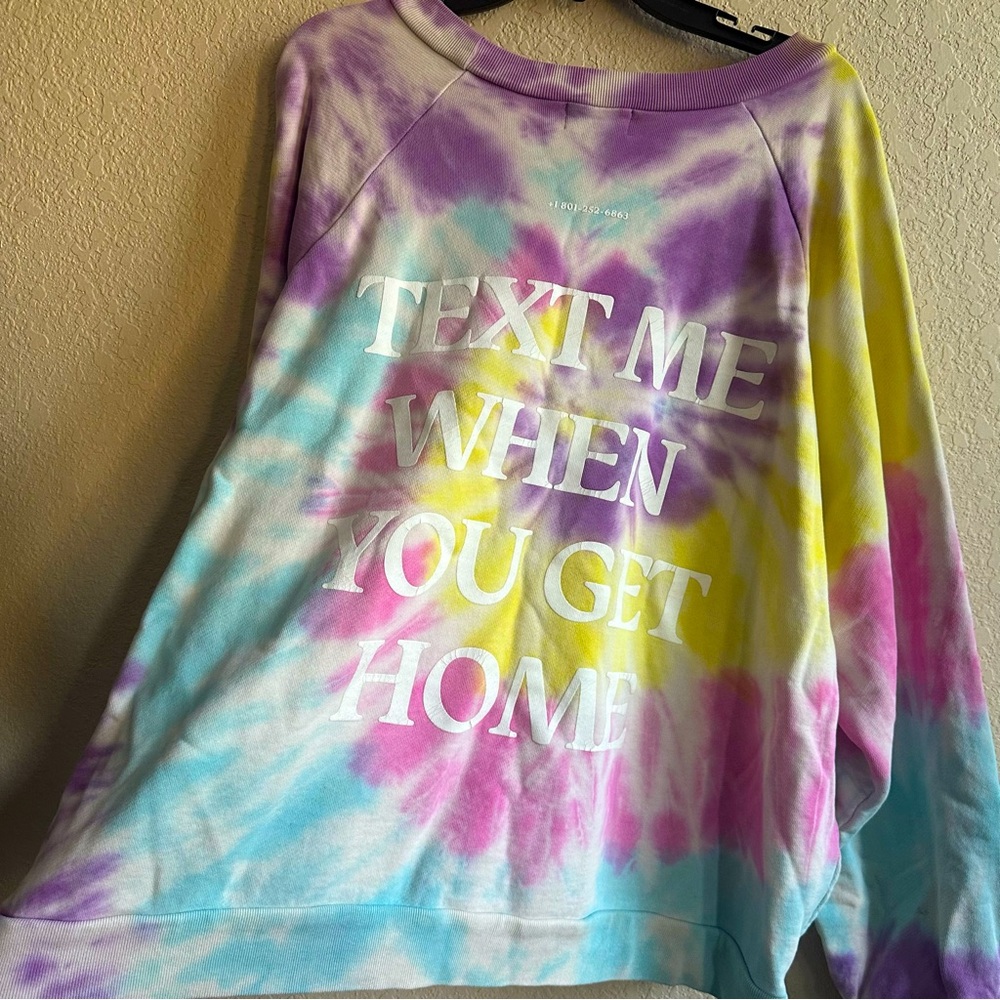 LONELY GHOST SWEATSHIRT ADULT XL TIE DYE GRAPHIC PULLOVER CREW NECK TEXT ME